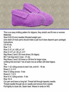 a crocheted slipper is shown with instructions to make it look like they are knitting