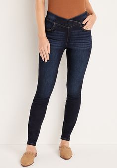 m jeans by maurices™ Cool Comfort Crossover Pull On High Rise Jegging | maurices Maurices Outfits Fall 2024, Pull On Jeans For Women, Jeggings Outfit Summer Casual, Jeggings Outfit Work, Jeggings Outfit Fall, Where To Buy Jeans, Jeggings Outfit, Jeans For Tall Women, Thanksgiving Salad