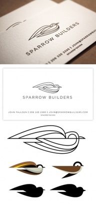 the logo and business card design for sparrow builder