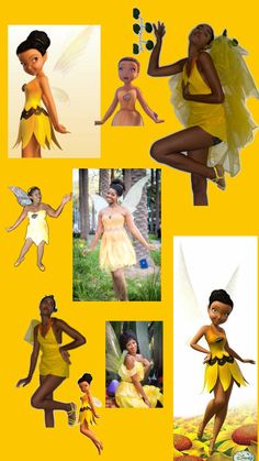 several pictures of different types of people dressed in costumes and clothing, with one woman wearing a