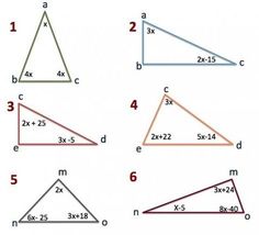 four different types of triangles with the same side missing one and two sides missing three