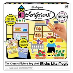 the classic picture toy that sticks like magic is shown in front of an advertisement for children's toys