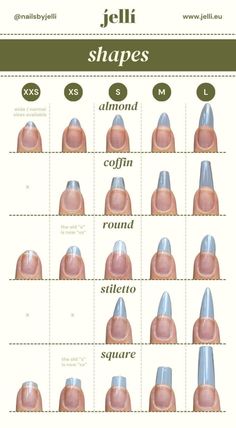 #nails #nailart #tutorial #nailpolish #nailcare #acrylic #diynails Nail Extensions Shapes, Gel Nails Shape, Nail Shape Chart, Soft Gel Tips, Shape Chart, Nail Courses, Acrylic Nail Shapes, Soft Gel Nails