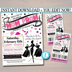 the printable mom prom party is ready to be used for any event or special occasion