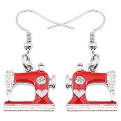 PRICES MAY VARY. Novelty Enamel Sewing Machine Earrings are designed for those who loves sewing, charms gifts for sewing lovers! Sewing Machine earrings are baked with unique enamel process, bright color, anti-tarnish, nickel-free, lead-free, cadmium-free, hypoallergenic Sewing Machine Dangle Size:0.82"(2.1cm)*1.02"(2.6cm),Weight:8.33g The Sewing Machine earrings is packaged in a "NEWEI" burgundy velvet pouch,suits for gifting or storage. Please feel free to contact us if you have any questions Sewing Machines Best, Sewing Jewelry, Machines Fabric, Love Sewing, Sewing Machines, Sewing Tips, Charm Gift, Cute Gift, Gift Decorations