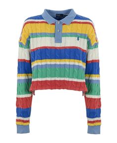 Knit Polo Shirt, Polo Design, Logo Knit, Polo Ralph Lauren Women, Ralph Lauren Logo, Knit Polo, Ralph Lauren Womens, Long Sweaters, Stripes Pattern