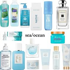 an assortment of sea / ocean products are shown in this collage with the words