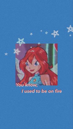 the little mermaid with red hair and stars on blue background