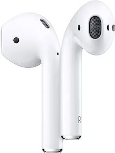 an image of two airpods in the shape of headset and earpieces