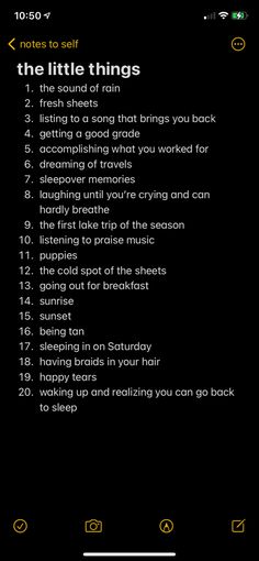 the little things list is shown in this screenshote screen shot from an iphone
