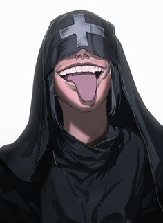 a man with his mouth open wearing a black hoodie and tongue out to the side