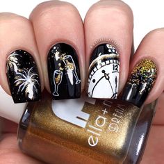 Nye Nails, New Years Nail Art, New Years Nail Designs, New Years Eve Nails, Unghie Nail Art, Winter Manicure, Winter Nail Designs, New Year's Nails, Xmas Nails