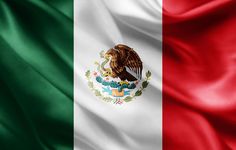 the flag of mexico is waving in the wind with silky fabric, it's colors are red, white and green