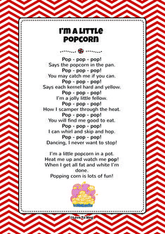 i'm a little popcorn poem with red and white chevron background