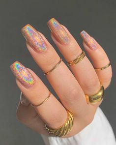 French Manicure Glitter, Thermal Nails, Nail Shimmer, Nail Essentials, Holographic Nails, Manicure Y Pedicure, Rose Gold Glitter, Nail Lacquer, How To Do Nails