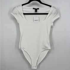 Forever 21 White Bodysuit Size Small Brand New With Tag Ships In 1-3 Business Days Offers Welcome Cute Fitted White Bodysuit, Cheap Forever 21 Lined Bodysuit, Forever 21 Trendy Stretch Bodysuit, Forever 21 Fitted Bodysuit, Olive Green Bodysuit, White Cute Bodysuit With Name Print, Cream Bodysuit, Tan Bodysuit, Yellow Bodysuit