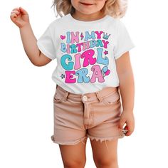 PRICES MAY VARY. 【Material】This birthday girl t-shirt is made of cotton blend, soft fabric with a little stretchy, breathable, and very comfortable to wear. Toddler girls birthday shirts, provide you a pleasant wearing experience. 【Design】Cute in my birthday girl era letter printed shirt, funny short sleeve birthday tee shirt, birthday girl outfit, classic round neck, casual style. Your lovely princess will be happy with our 1st 2nd 3rd 4th 5th 6th birthday shirts girls, kid birthday era top. 【O Toddler Birthday Outfit Girl, 6th Birthday Girls, Trendy Graphics, In My Era, Birthday Girl T Shirt, Toddler Girl Gifts, Girl Shirts, Birthday Girl Outfit