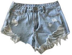 Ripped Short Bottoms For Vacation, Ripped Shorts For Vacation, Light Blue Ripped Bottoms For Summer, Summer Ripped Light Blue Bottoms, Summer Light Blue Ripped Bottoms, Light Blue Jean Shorts, Shein Shorts, Light Blue Jeans, Blue Jean Shorts