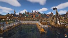 Minecraft Harbour Ideas, Docks Minecraft Ideas, Minecraft Docks Ideas, Minecraft Docks Medieval, Minecraft Shipping Dock, Harbour Minecraft, Minecraft Shipyard