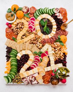 a number made out of different types of food