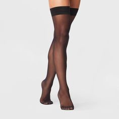 Upgrade your casual or dressier looks with these 20D Sheer Thigh-Highs from A New Day™. Featuring a slightly sheer construction with a 20D design, these stunning high-waisted tights add a charming vibe to your outfit. These tights are crafted from soft, stretchy fabric to keep you moving through the day in absolute comfort, making them a go-to staple in your wardrobe. A New Day™: Style that goes wherever you do. Dark Skirts, Thigh High Tights, High Waisted Tights, Cute Tights, Black Thigh High, Corset Fashion, Thigh High Socks, Thigh High Stockings, Black Stockings