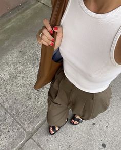 Red Toes Nails, White Tank Outfit, Early Summer Outfits, Red Toes, Toes Nails, Elevated Casual, Tank Outfit, Crop Tank Top, New Classic