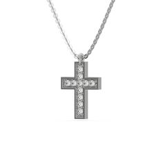 Cross Diamond Necklace made with round brilliant-cut diamonds, securely set in pave setting.Details: - Made to Order- Diamond Weight: 0.15 CT- No of Diamonds: 11- Diamond Cut: Round- Diamond Type: Lab Grown Diamond (CVD, HPHT)- Diamond Clarity: VS - Diamond Color: Colorless (DEF)- Setting Type: Pave- Chain Length: 14-18 Inch- Metal Type: 14K Solid Gold,18K Solid Gold- Choice of Gold Color: Yellow Gold, White Gold, Rose Gold - Jewelry Certification: Jewelry priced above $500 includes Third Party Cross-shaped Diamond Necklace With Single Cut Diamonds, Diamond Cross Necklace With Single Cut Diamonds, Diamond Necklace With Vvs Clarity Cross Pendant, Anniversary Diamond Cross Pendant Necklace With Pave Setting, White Gold Diamond Cross Pendant Necklace With Pavé Setting, White Gold Diamond Cross Pendant Necklace, Cross-shaped Diamond Necklace With Accents, Classic Diamond Cross Pendant Necklace With Single Cut Diamonds, Diamond White Channel Set Necklace