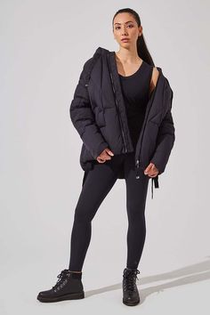 Black down filled puffer jacket high fashion meets high function. Make a statement this season with this ultra-oversized wind and water resistant. Black Down, Beauty Editorial, Oversized Silhouette, Water Resistant Fabric, Fashion Shoot, Fashion Addict, Puffer Jacket, Passion For Fashion, Fashion Models