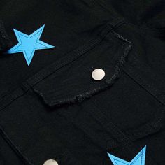 Make a statement with our Blue Star Embroidery Denim Jacket from the 2023 Autumn Collection! This y2k vibe piece is the perfect balance of vintage appeal and couture vibes. designed to make you look and feel your best. With its slim fit. buttoned closure. and stretchy fabric. you'll be casual and chic all day long.Distinctive Features: Y2K Style: Show off your love for the nostalgic with this jacket. crafted with an eye-catching New-millennium style. Embroidered Detailing: Make a statement with Cotton Streetwear Outerwear With Star Print, Cotton Star Print Streetwear Outerwear, Cotton Outerwear With Star Print For Streetwear, Cotton Star Print Outerwear For Streetwear, Casual Cotton Outerwear With Star Patch, Trendy Denim Star Print Outerwear, Trendy Denim Outerwear With Star Print, Trendy Denim Jacket With Star Print, Embroidery Denim Jacket