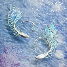 Fish earring jewelry, Pisces Ear cuff with piercing, mermaid - Inspire Uplift Elven Cosplay, Elf Ear, Elf Ear Cuff, Elf Ears, Mermaid Earrings, Mermaid Inspired, Magical Jewelry, Silver Ear Cuff, Time Photo