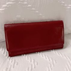 Beautiful Red, Trifold Hobo Wallet. Nwot. No Stains, Rips Or Tears. Wallet Has A Removable Checkbook Cover In Same Red Leather. Red Bifold Evening Bag, Red Bifold Clutch For Everyday Use, Red Pouch Wallet For Formal Occasions, Hobo Wallet, Checkbook Cover, Hobo Bags, Red Leather, Wallets, Bag Lady