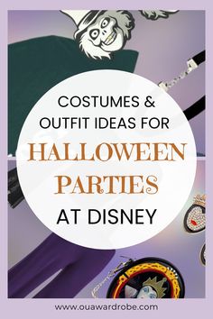 halloween costumes and outfits for children at disney world with text overlay that reads, costumes & outfit ideas for halloween parties at disney