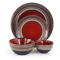 The Gibson Elite Café Versailles 16 Piece Double Bowl Dinnerware Set in Red is a beautiful addition to your table and home. This set offers an appetizing and colorful color pallet, accentuating any meal you choose to serve. Whether you are having a quiet dinner at home with the family or entertaining a large number of quests this set will serve as lovely companion. Dishwasher and Microwave safe for your convenience, making heating and clean up as simple as can be. Red Dinnerware Set, Dinnerware Sets Walmart, Dinnerware Sets For 12, Red Dinnerware, Square Dinnerware Set, Casual Dinnerware, Stoneware Dinnerware Sets, Dinner At Home, Stoneware Dinnerware