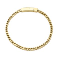 Build your collection of style essentials with this simple and classic men's foxtail chain bracelet in yellow ion-plated stainless steel. Fashioned in solid stainless steel with yellow ion plate This 4.0mm-wide foxtail chain adds chic texture and shine to any look. Great simply worn alone or layered with your other favorite bracelet styles The 9.0-inch bracelet secures with a bayonet clasp. Modern Gold Cuban Link Bracelet With Box Chain, Gold Cuban Link Bracelet With Modern Style, Gold Cuban Link Bracelet In Modern Style, Yellow Gold Stainless Steel Bracelet With Box Chain, Modern Gold Cuban Link Bracelet With Curb Chain, Modern Gold Cuban Link Bracelet, Modern Gold Bracelet With Curb Chain, Modern Gold Bracelet With Curb Chain For Everyday, Modern Gold Curb Chain Bracelet