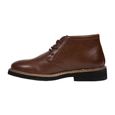 Add a playful edge to formal wear with the Ballard chukka boot. This ankle-high lace-up boot can be worn with dressy or casual styles thanks to its classic chukka boot style with an almond toe shape and contrasting midsole. A lightweight eva outsole is comfortable to wear and laces allow for a flexible and adjustable fit.Features: CushionedClosure Type: Lace-UpShaft Circumference: 8 InchesBoot Shaft Height: 2 InchesShoe Heel Height: 3/4 InchUpper/Outer Base Material: 100% SyntheticShoe Lining M… Fall Season Brown Chukka Boots For Formal Occasions, Fall Brown Chukka Boots For Formal Occasions, Brown Chukka Boots For Formal Occasions In Fall, Formal Winter Lace-up Chukka Boots, Classic Chukka Boots For Workwear In Winter, Classic Winter Chukka Boots For Workwear, Classic Winter Workwear Chukka Boots, Semi-formal Fall Chukka Boots With Round Toe, Elegant Fall Chukka Boots With Plain Toe