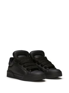 Portofino low-top sneakers from DOLCE & GABBANA featuring black, calf leather, round toe, oversize tongue, front lace-up fastening, branded insole and flat rubber sole. This item is in size 42 and the color is Yeezy 750, Dolce & Gabbana, Nappa Leather, Sneakers Black, Low Top, Calf Leather, Top Sneakers, Calf Skin, Balenciaga