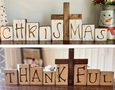 wooden blocks that spell out the word christmas