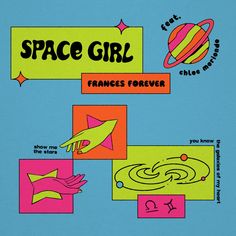 an advertisement for the space girl france's forever album, with hand pointing at it