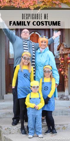 the despicable me family costume is an easy diy halloween costume for adults and kids