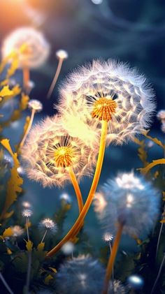 the dandelions are blowing in the wind