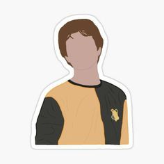 a man with brown hair wearing a yellow shirt and black jacket sticker on a white background