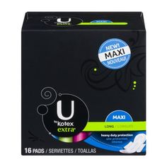 U By Kotex Extra Maxi Long Pads - 16 CT Kotex Pads, Always Pads, Maxi Pads, Period Kit, Maxi Pad, Girls Wear