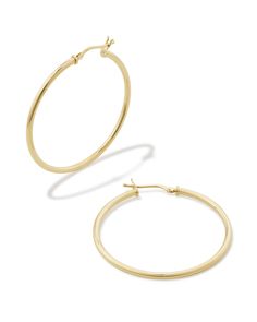 Giana 40mm Hoop Earrings in 14k Yellow Gold | Kendra Scott Timeless Hypoallergenic Hoop Earrings, Gold-tone 14k Gold Hoop Earrings, 14k Gold-tone Hoop Earrings, Gold Earrings Kendra Scott Hoops, Gold Hoop Earrings Gorjana, Tarnish Resistant 14k Gold-tone Hoop Earrings, Sold Out Sign, Yellow Gold Pendants, Gold Hoops