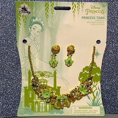 Nwt- Disney Princess And The Frog Costume Jewelry Set For Kids Tiana. Beautiful Faux Gemstone Accents. Lily Pads And Frogs. Faux Pearls On The Frog Dangle Earrings. Set Includes Necklace And Clip Earrings. Gold-Tone Finish Princess And The Frog Costume, Disney Princess And The Frog, Frog Costume, Costume Jewelry Sets, Kids Accessories Jewelry, Princess And The Frog, The Frog, Clip Earrings, Lily Pads