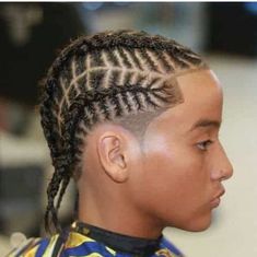 This is one of our favorite kinds of braid for black boys as it looks more thick and decorative. This can also stay for as long as you'd want. Since the braids are more secure, you can depend on its durability. This is a great braid hairstyle all men with long hair should try. Check out more such braid hairstyles for men and braid hairstyles for boys here. Braid hairstyles for black boys | Braid hairstyles for men with long hair | Braids for men Cornrow Designs, Braids For Boys, Short Braids