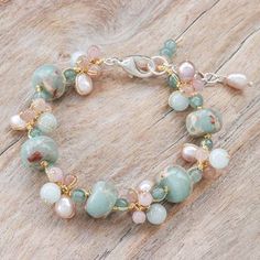 Cluster Bracelet Tutorial, Crystal Beaded Bracelets, Gemstone Accessories, Jasper Bead Bracelet, Gelang Manik-manik, Golden Thread, Slice Of Heaven, Pola Gelang, Gelang Manik