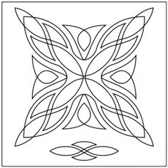 a black and white image of a square with leaves on it, in the shape of a flower