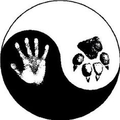 an image of two hands in the middle of a yin - yang symbol, with other symbols