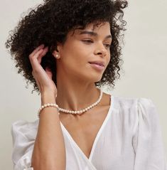 If you wont settle for anything less than the highest quality available on the market, discover our new AAAA-rated Freshwater Pearl Necklace, available in crisp white. Featuring 7.0-7.5mm pearls double knotted on silk thread, our neckpiece can be personalized with your back clasp of choice, available in sterling silver and white or yellow gold. Whether you opt for a sophisticated princess length or a chic matinee style piece, our Freshwater Pearl Necklace is destined to upgrade any ensemble, regardless if you're attending a diner party or heading to a formal event. Bracelets Pearl, Layered Pearl Necklace, Pearl Engagement Ring, Engagement Celebration, Celebrity Engagement Rings, Buy Necklace, Jessica Biel, Pearl Necklaces, Gemstone Engagement