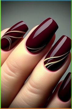 Bordo Nails, Gel Nail Polish Designs, Nail Art Maroon, Maroon Nail Polish, Burgundy Acrylic Nails, Wine Nails, Maroon Nails, Manicure Nail Designs, Fall Gel Nails